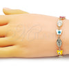 Pulsera Elegante 03.213.0223.2.07 Oro Laminado, Diseño de Virgen Maria y Mariposa, Esmaltado Multicolor, Tono Dorado (08 MM Thickness, 7 Inches Length)