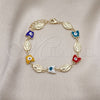 Pulsera Elegante 03.213.0223.2.07 Oro Laminado, Diseño de Virgen Maria y Mariposa, Esmaltado Multicolor, Tono Dorado (08 MM Thickness, 7 Inches Length)