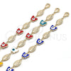 Pulsera Elegante 03.213.0223.2.07 Oro Laminado, Diseño de Virgen Maria y Mariposa, Esmaltado Multicolor, Tono Dorado (08 MM Thickness, 7 Inches Length)