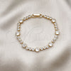 Pulsera Elegante 03.283.0308.07 Oro Laminado, con Blanca Zirconia Cubica, Pulido, Tono Dorado (06 MM Thickness, 7 Inches Length)