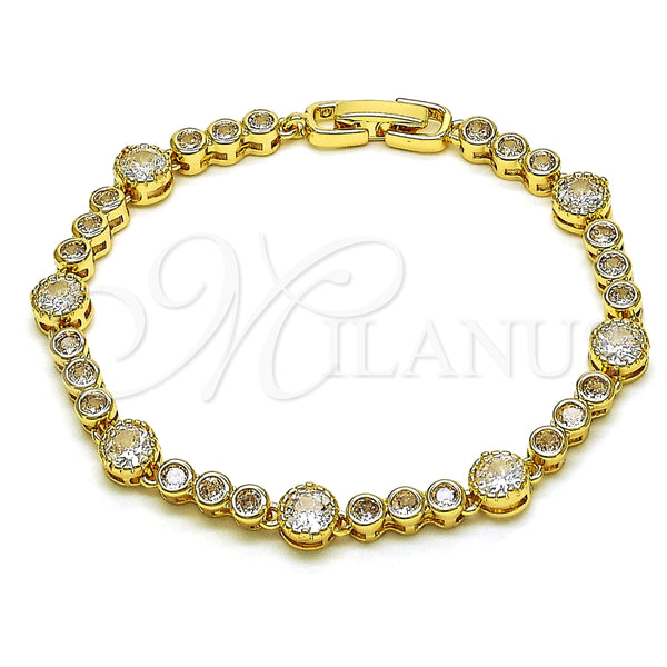 Pulsera Elegante 03.283.0308.07 Oro Laminado, con Blanca Zirconia Cubica, Pulido, Tono Dorado (06 MM Thickness, 7 Inches Length)