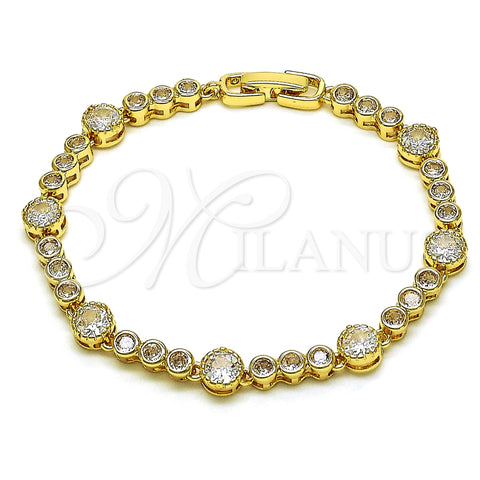 Pulsera Elegante 03.283.0308.07 Oro Laminado, con Blanca Zirconia Cubica, Pulido, Tono Dorado (06 MM Thickness, 7 Inches Length)