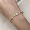 Pulsera Elegante 03.283.0309.07 Oro Laminado, con Blanca Zirconia Cubica and Blanca Micro Pave, Pulido, Tono Dorado (08 MM Thickness, 7 Inches Length)