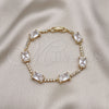 Pulsera Elegante 03.283.0309.07 Oro Laminado, con Blanca Zirconia Cubica and Blanca Micro Pave, Pulido, Tono Dorado (08 MM Thickness, 7 Inches Length)