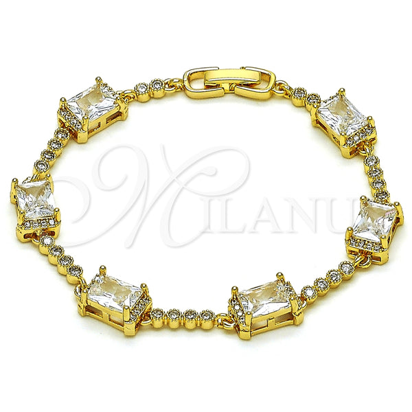 Pulsera Elegante 03.283.0309.07 Oro Laminado, con Blanca Zirconia Cubica and Blanca Micro Pave, Pulido, Tono Dorado (08 MM Thickness, 7 Inches Length)