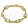 Pulsera Elegante 03.283.0309.07 Oro Laminado, con Blanca Zirconia Cubica and Blanca Micro Pave, Pulido, Tono Dorado (08 MM Thickness, 7 Inches Length)