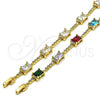 Pulsera Elegante 03.283.0309.07 Oro Laminado, con Blanca Zirconia Cubica and Blanca Micro Pave, Pulido, Tono Dorado (08 MM Thickness, 7 Inches Length)