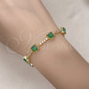 Pulsera Tennis 03.283.0311.07 Oro Laminado, con Verde and Blanca Zirconia Cubica, Pulido, Tono Dorado (08 MM Thickness, 7 Inches Length)