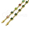Pulsera Tennis 03.283.0311.07 Oro Laminado, con Verde and Blanca Zirconia Cubica, Pulido, Tono Dorado (08 MM Thickness, 7 Inches Length)