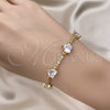 Pulsera Elegante 03.283.0312.07 Oro Laminado, Diseño de Corazón, con Blanca Zirconia Cubica, Pulido, Tono Dorado (09 MM Thickness, 7 Inches Length)