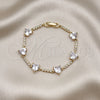 Pulsera Elegante 03.283.0312.07 Oro Laminado, Diseño de Corazón, con Blanca Zirconia Cubica, Pulido, Tono Dorado (09 MM Thickness, 7 Inches Length)