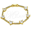 Pulsera Elegante 03.283.0312.07 Oro Laminado, Diseño de Corazón, con Blanca Zirconia Cubica, Pulido, Tono Dorado (09 MM Thickness, 7 Inches Length)