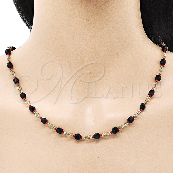 Gargantilla Elegante 5.039.007.16 Oro Laminado, con Negro Cristal, Pulido, Tono Dorado (05 MM Thickness, 16 Inches Length)