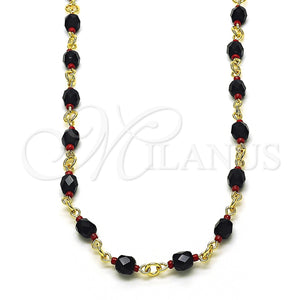 Gargantilla Elegante 5.039.007.16 Oro Laminado, con Negro Cristal, Pulido, Tono Dorado (05 MM Thickness, 16 Inches Length)