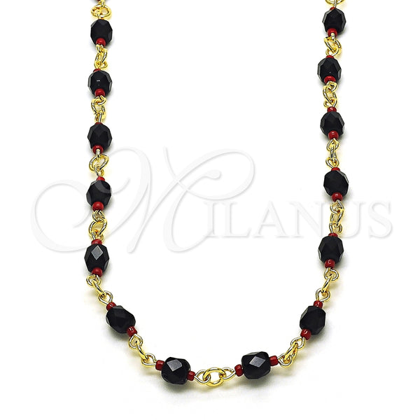 Gargantilla Elegante 5.039.007.16 Oro Laminado, con Negro Cristal, Pulido, Tono Dorado (05 MM Thickness, 16 Inches Length)