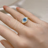 Anillo Multi Piedra 01.341.0109.1 Oro Laminado, Diseño de Ojo Griego, con Blanca Cristal and Blanca Micro Pave, Pulido, Tono Dorado (One size fits all)