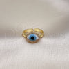 Anillo Multi Piedra 01.341.0109.1 Oro Laminado, Diseño de Ojo Griego, con Blanca Cristal and Blanca Micro Pave, Pulido, Tono Dorado (One size fits all)