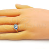 Anillo Multi Piedra 01.341.0109.2 Oro Laminado, Diseño de Ojo Griego, con Zafiro Claro Cristal and Blanca Micro Pave, Pulido, Tono Dorado (One size fits all)