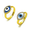 Anillo Multi Piedra 01.341.0109.2 Oro Laminado, Diseño de Ojo Griego, con Zafiro Claro Cristal and Blanca Micro Pave, Pulido, Tono Dorado (One size fits all)