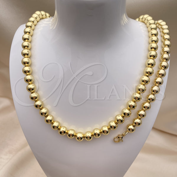 Collar y Pulsera 06.341.0007 Oro Laminado, Diseño de Bola, Pulido, Tono Dorado