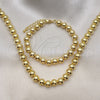 Collar y Pulsera 06.341.0007 Oro Laminado, Diseño de Bola, Pulido, Tono Dorado