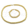 Collar y Pulsera 06.341.0007 Oro Laminado, Diseño de Bola, Pulido, Tono Dorado