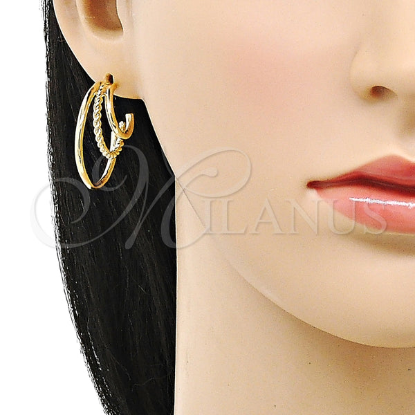 Argolla Mediana 02.195.0202.30 Oro Laminado, Diseño de Torcido, Pulido, Tono Dorado