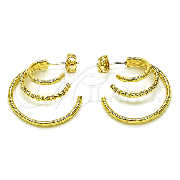 Argolla Mediana 02.195.0202.30 Oro Laminado, Diseño de Torcido, Pulido, Tono Dorado