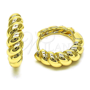 Argolla Huggie 02.213.0534.25 Oro Laminado, Diseño de Torcido, Pulido, Tono Dorado