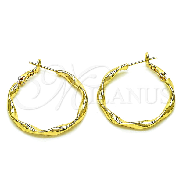 Argolla Mediana 02.93.0002.30 Oro Laminado, Diseño de Torcido, Pulido, Tono Dorado