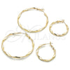 Argolla Grande 02.93.0002.50 Oro Laminado, Diseño de Torcido, Pulido, Tono Dorado
