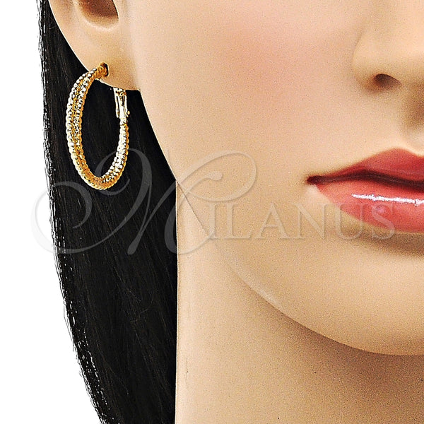 Argolla Mediana 02.93.0005.30 Oro Laminado, Diseño de Torcido, Diamantado, Tono Dorado