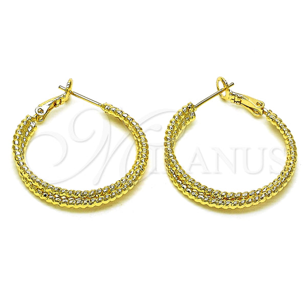 Argolla Mediana 02.93.0005.30 Oro Laminado, Diseño de Torcido, Diamantado, Tono Dorado