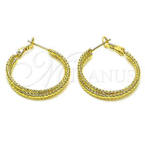 Argolla Mediana 02.93.0005.30 Oro Laminado, Diseño de Torcido, Diamantado, Tono Dorado