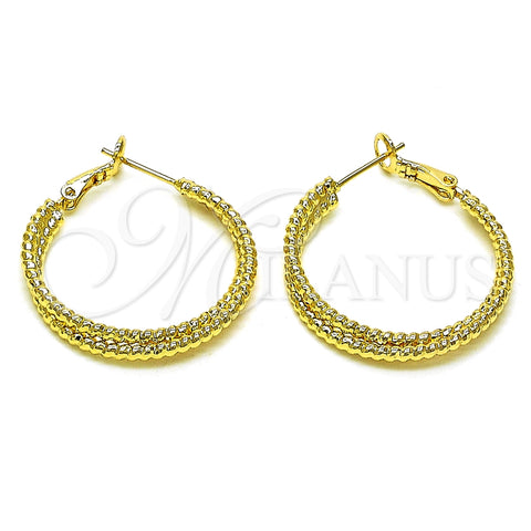 Argolla Mediana 02.93.0005.30 Oro Laminado, Diseño de Torcido, Diamantado, Tono Dorado