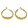 Argolla Mediana 02.93.0005.30 Oro Laminado, Diseño de Torcido, Diamantado, Tono Dorado