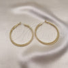 Argolla Grande 02.93.0005.50 Oro Laminado, Diseño de Torcido, Diamantado, Tono Dorado