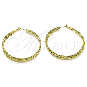 Argolla Grande 02.93.0005.50 Oro Laminado, Diseño de Torcido, Diamantado, Tono Dorado