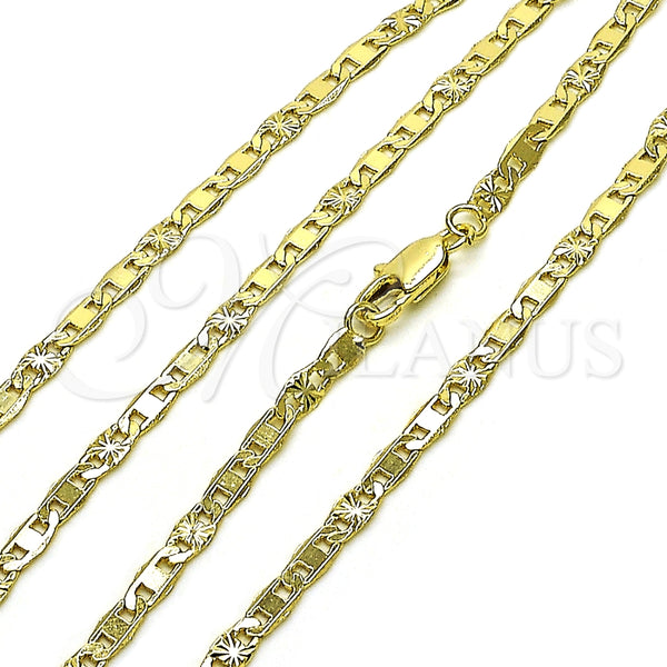 Gargantilla Basica 04.213.0242.18 Oro Laminado, Diseño de Mariner, Diamantado, Tono Dorado (Grosor 03 MM, 18 Pulgadas de Largo)
