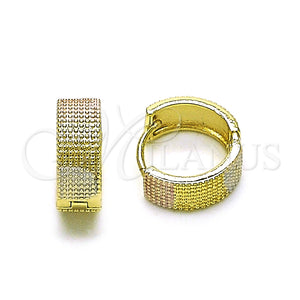 Argolla Huggie 02.213.0538.14 Oro Laminado, Diamantado, Tres Tonos