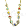 Gargantilla Elegante 04.213.0300.18 Oro Laminado, Diseño de Elefante y Miami Cubana, con Multicolor Cristal, Pulido, Tono Dorado (02 MM Thickness, 18 Inches Length)