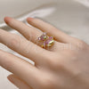 Anillo Multi Piedra 01.341.0112.2 Oro Laminado, Diseño de Osito, con Rubi and Negro Micro Pave, Pulido, Tono Dorado (One size fits all)