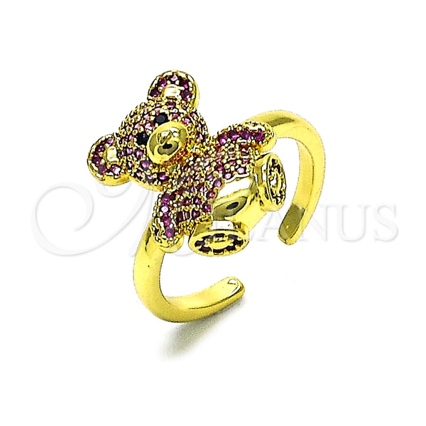Anillo Multi Piedra 01.341.0112.2 Oro Laminado, Diseño de Osito, con Rubi and Negro Micro Pave, Pulido, Tono Dorado (One size fits all)
