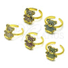 Anillo Multi Piedra 01.341.0112.2 Oro Laminado, Diseño de Osito, con Rubi and Negro Micro Pave, Pulido, Tono Dorado (One size fits all)