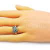 Anillo Multi Piedra 01.341.0102.1 Oro Laminado, Diseño de Osito y Solitario, con Turquoise and Negro Micro Pave, Pulido, Dos Tonos (One size fits all)