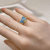 Anillo Multi Piedra 01.341.0102.1 Oro Laminado, Diseño de Osito y Solitario, con Turquoise and Negro Micro Pave, Pulido, Dos Tonos (One size fits all)