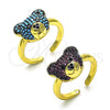 Anillo Multi Piedra 01.341.0102.2 Oro Laminado, Diseño de Osito y Solitario, con Rubi and Negro Micro Pave, Pulido, Dos Tonos (One size fits all)
