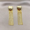 Arete Largo 02.341.0150 Oro Laminado, Diseño de Corazón, Pulido, Tono Dorado