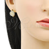 Argolla Huggie 02.213.0545.15 Oro Laminado, Diseño de Virgen Maria, con Blanca Zirconia Cubica, Pulido, Tono Dorado