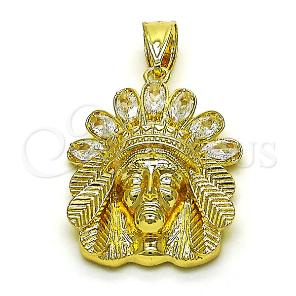 Dije Religioso 05.411.0016 Oro Laminado, Diseño de Jesus, con Blanca Zirconia Cubica, Pulido, Tono Dorado